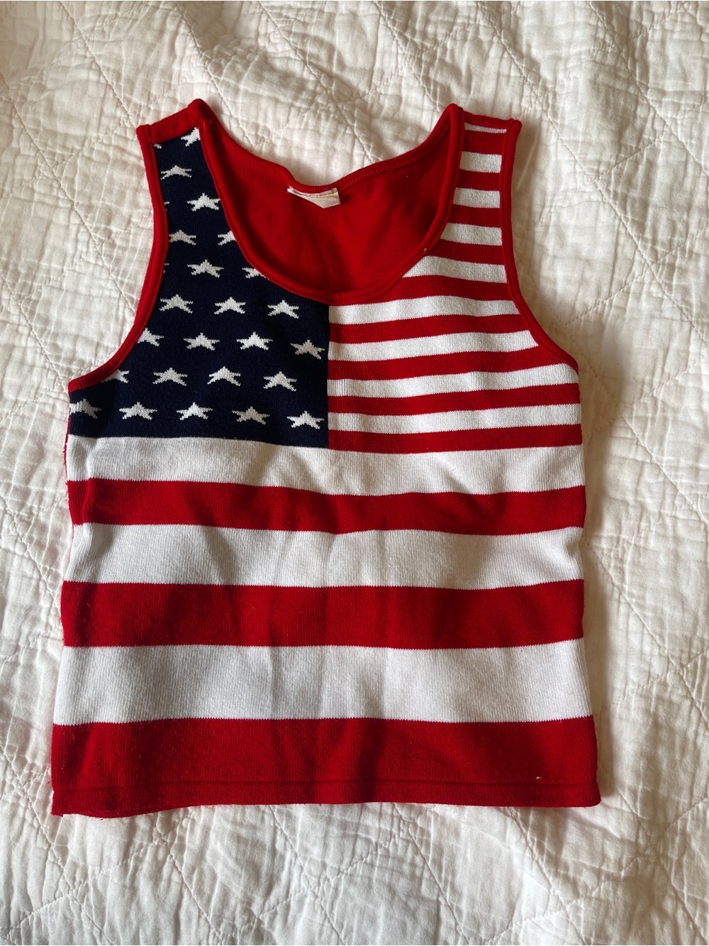 VTG GOLDEN Red White & Blue Flag Tank Crop Top Size S
